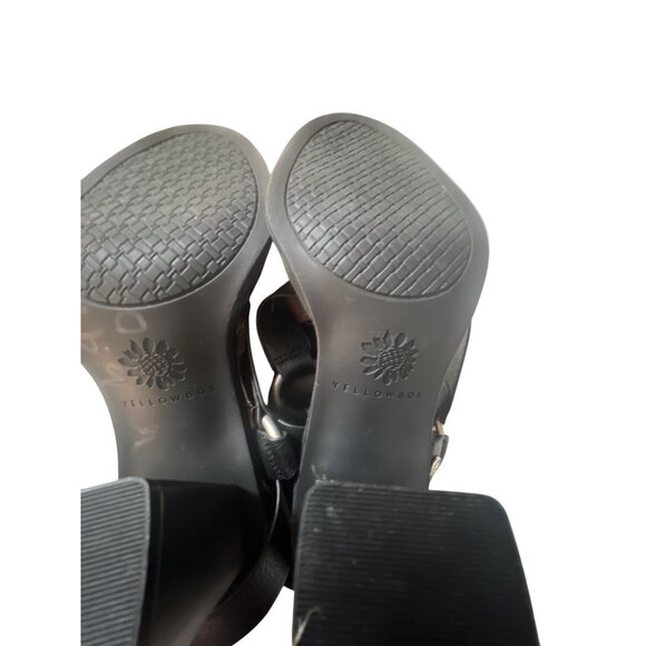 Yellow Box Womens Black Leather Heeled Sandals Size 8 - Picture 5 of 6